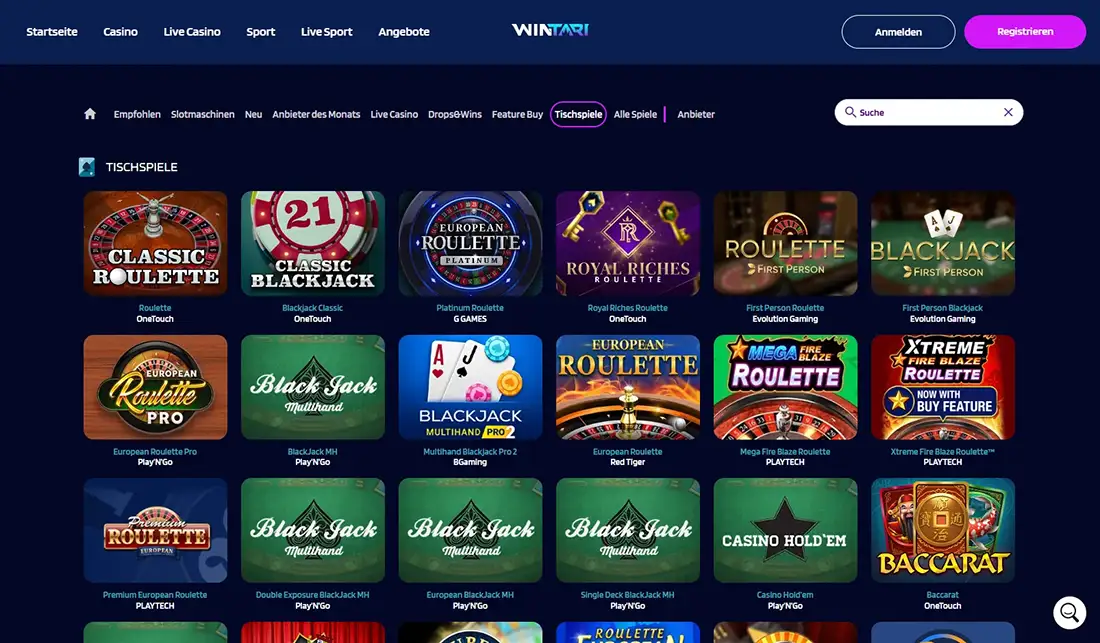 Casino Wintari Tischspiele